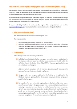 Instructions to Complete Taxpayer Registration Form (MIRA 101)