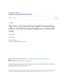 The Diary of Colonel Israel Angell Commanding Officer, 2nd Rhode