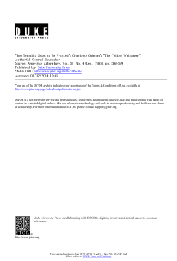 "Too Terribly Good to Be Printed": Charlotte Gilman`s "The Yellow