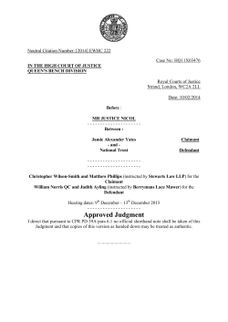 Jamie Alexander Yates -v- National Trust judgment