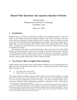 Biased Polar Questions and Japanese Question Particles