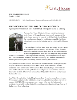 UNITY HOUSE COMPLETES SALE OF ITHACA PROPERTY on