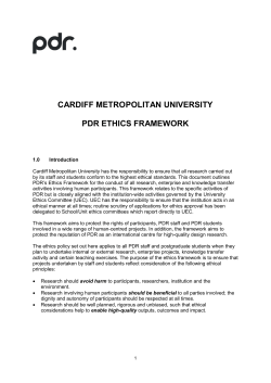 PDR Framework for ethics approval of research projects