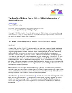 The Benefits of Using a Course Disk to Aid in the Instruction of