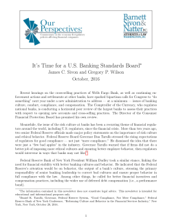 It`s Time for a US Banking Standards Board