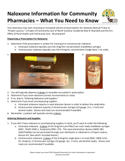 Naloxone Information for Community Pharmacies