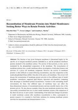 Reconstitution of Membrane Proteins into Model Membranes