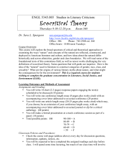 Ecocritical Theory - Western Literature Association