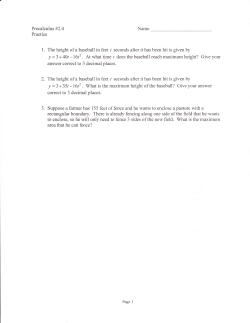 3+35t -16t2. What is the maximum height of the baseball? Give your