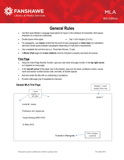 MLA Citation - Fanshawe College Library