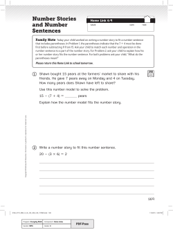 Number Stories and Number Sentences