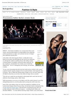 Presentations Reflect Berlin`s Artistic Mode