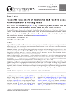 Residents Perceptions of Friendship and Positive