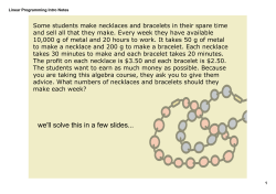 Linear Programming Intro Notes