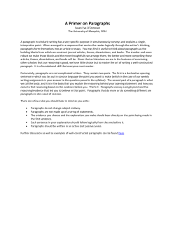 Paragraph Primer - University of Memphis