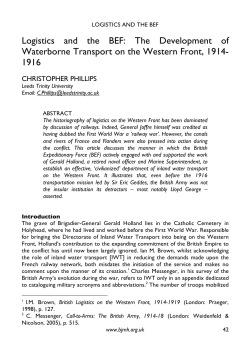Logistics and the BEF - British Journal for Military History
