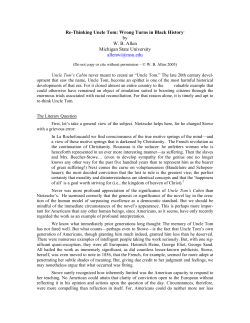 Re-Thinking Uncle Tom: Wrong Turns in Black History1 by W. B.
