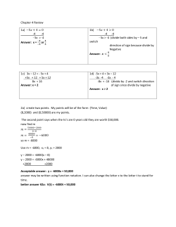 Chapter 4 Review 1a) &minus;5     + 4 = 0 -4 -4 - 5x =
