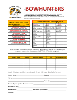 Bowhunter Claim Form - Powered by Sporty.co.nz