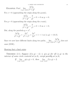 2x2y x4 + y2 = 0 y2= 0 &rarr; 0 as y &rarr; 0. F