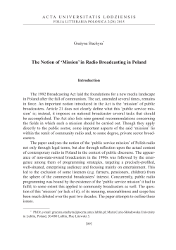 The Notion of `Mission` in Radio Broadcasting in Poland