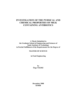 investigation of the pyhsical and chemical properties of milk