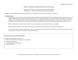 Addition, Subtraction, Multiplication Facts and Place Value - ALL-ED