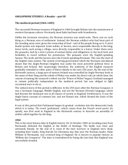ANGLOPHONE STUDIES I: A Reader &ndash; part III The medieval period
