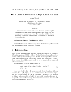 On a Class of Stochastic Runge Kutta Methods 1 Introduction.