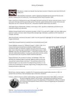 History of Computers 1 Sources: http://www.pbs.org/nerds/timeline