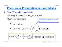Plane Wave Propagation in Lossy Media
