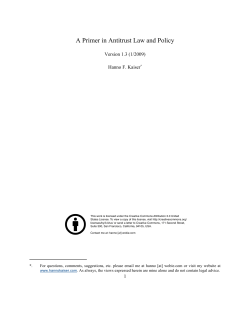A Primer in Antitrust Law and Policy