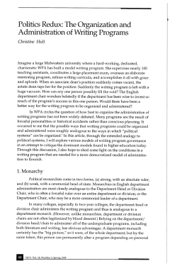 Politics Redux: The Organization and Administration of Writing
