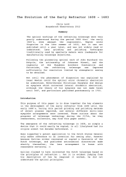 The Evolution of the Early Refractor 1608 - 1683