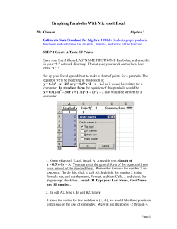 Graphing Parabolas With Microsoft Excel