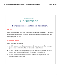 Optimization of Square Based Prisms completed