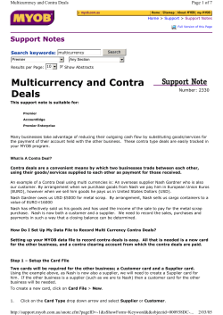 Multicurrency and Contra Deals