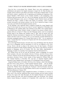 EARLY WESLEYAN MAORI MISSIONARIES AND CLASS LEADERS