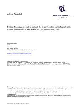 Activist tactics in the (under) - VBN