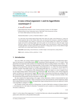 A new critical exponent and its logarithmic counterpart &circ;
