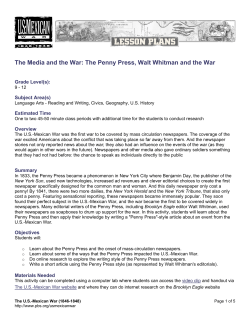 The Media and the War: The Penny Press, Walt Whitman and the War