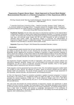 1 Ergonomics Program (Seven Steps &ndash; Niosh Approach) to Prevent