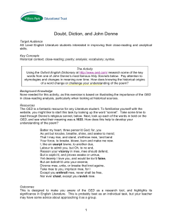 English Literature Activity 1 Doubt, Diction, John Donne