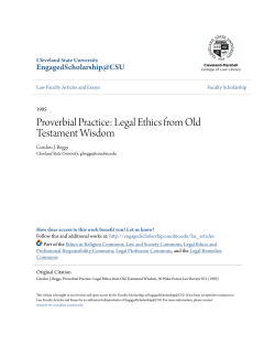 Proverbial Practice: Legal Ethics from Old Testament Wisdom