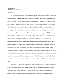 Nilson Carroll ART 353 Research Paper The Dada Text In July 1916