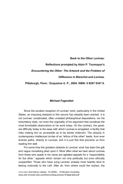 Back to the Other Levinas - Monash Arts