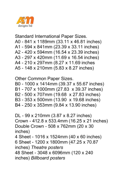 Standard International Paper Sizes. A0 - 841 x
