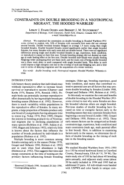 Constraints on Double Brooding in A Neotropical Migrant, The