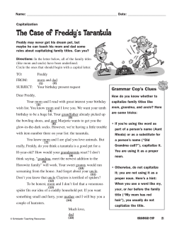 The Case of Freddy`s Tarantula