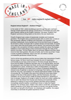 England whose England? &ndash; Andrew O`Hagan In the winter of 1941